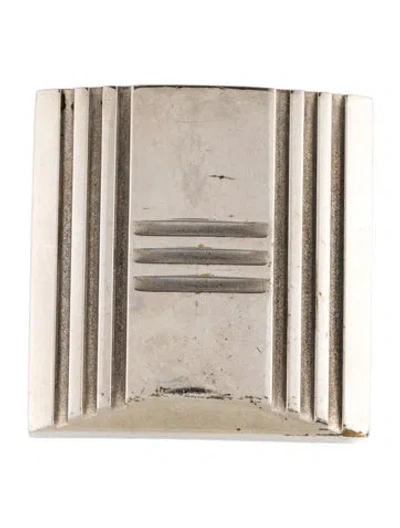 Pre-owned Hermes Cadena 32mm Belt Buckle In Silver