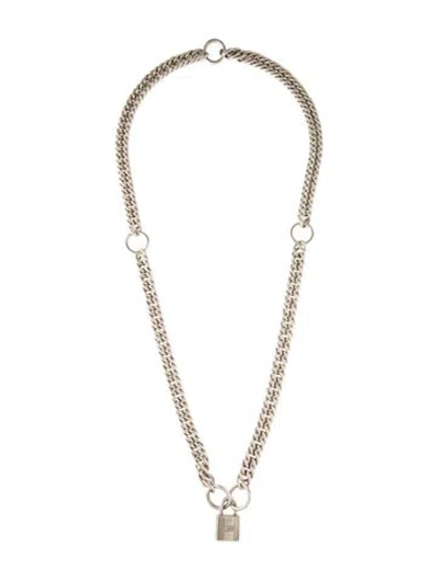Pre-owned Hermes Cadenas Kelly Lock Curb Chain Necklace, 28" In Multi