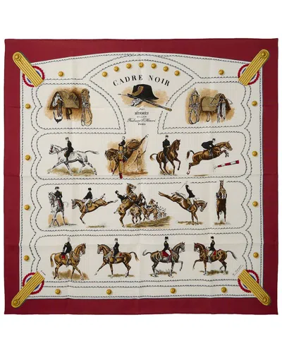 Pre-owned Hermes Hermès Cadre Noir Colonel G. Margot Silk Scarf (authentic Pre-loved) In Brown