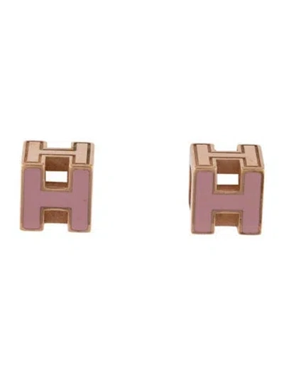 Pre-owned Hermes Cage D'h Cube Stud Earrings In Multicolor