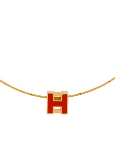 Pre-owned Hermes Cage D'h Pendant Necklace, 16.5" In Multi