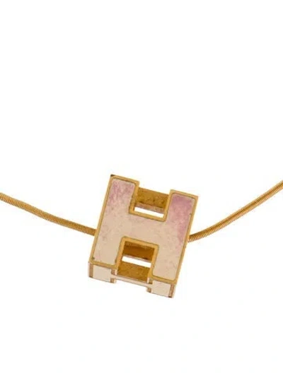 Pre-owned Hermes Cage D'h Pendant Necklace, 17" In Neutral