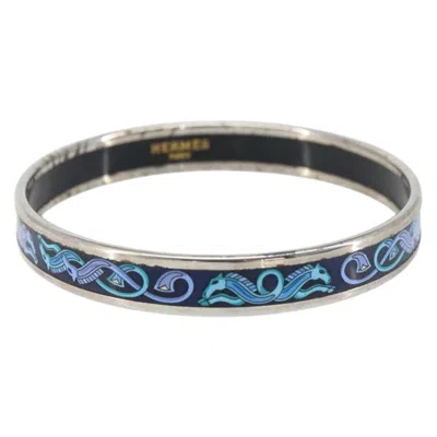 Pre-owned Hermes Caleche Bangle Bracelet Metal Navy Metal Bracelet Jewelry () In Blue