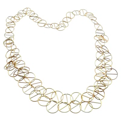 Pre-owned Hermes Caleche Extra Long Or Layered Circle Link Yellow Gold Chain Necklace