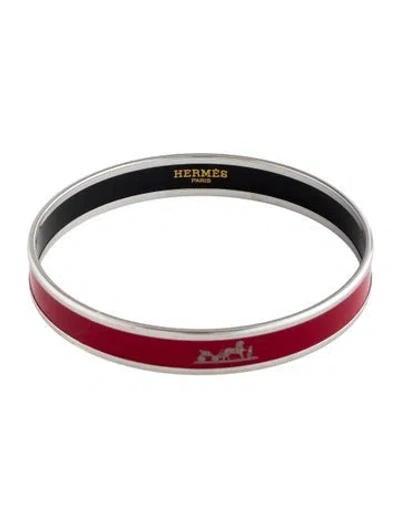 Pre-owned Hermes Calèche Narrow Enamel Bangle Bracelet, 8.25" In Multi