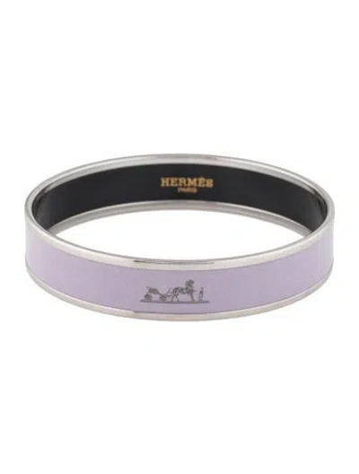 Pre-owned Hermes Caléche Wide Enamel Bangle Bracelet, 7.5" In Purple