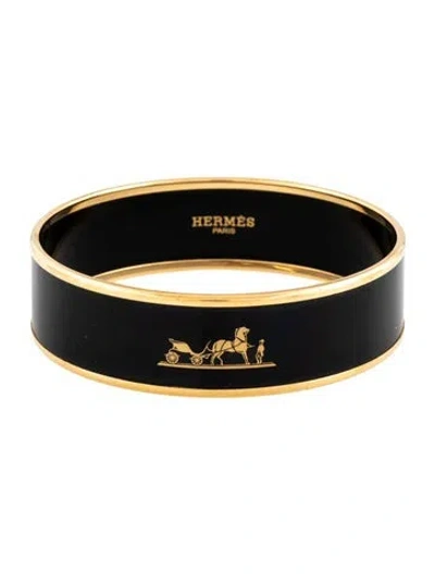 Pre-owned Hermes Calèche Wide Enamel Bangle Bracelet, 7.75" In Multicolor