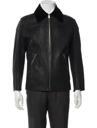 Pre-owned Hermes Calf Leather Moto Jacket In Black