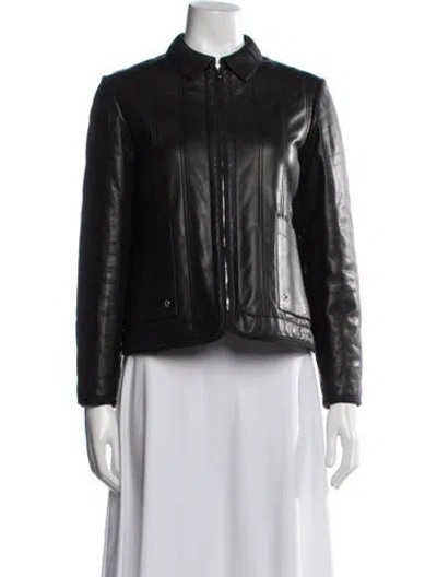 Pre-owned Hermes Calfskin Biker Jacket In Black
