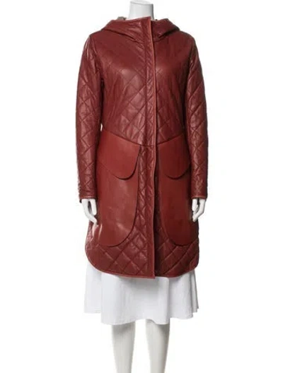 Pre-owned Hermes Calfskin Coat In Red