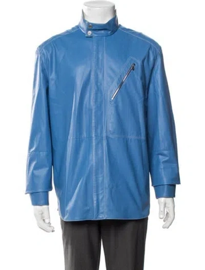Pre-owned Hermes Calfskin Jacket In Blue