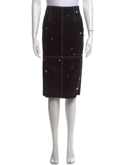 Pre-owned Hermes Calfskin Midi Length Skirt In Black