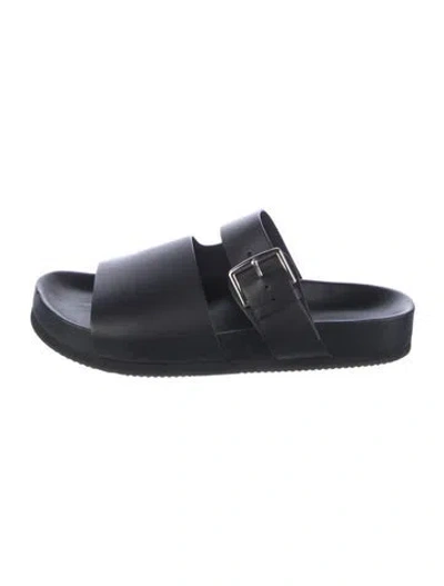 Pre-owned Hermes Calfskin Slides In Black