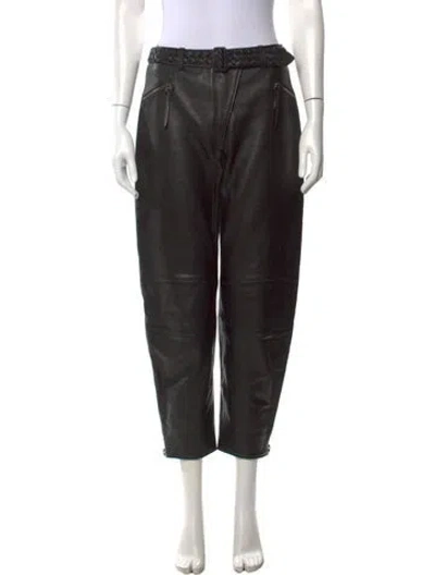 Pre-owned Hermes Calfskin Straight Leg Pants In Black