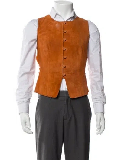 Pre-owned Hermes Calfskin Suit Vest In Orange