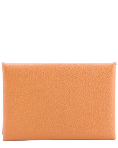 Pre-owned Hermes Hermès Calvi Card Holder Epsom (authentic Pre-loved)