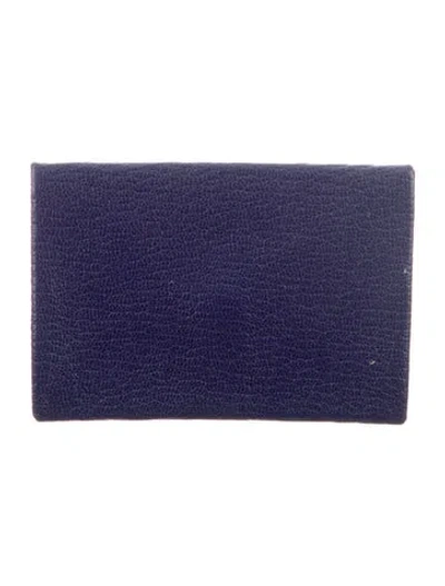 Pre-owned Hermes Calvi Cardholder In Blue