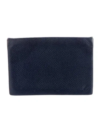 Pre-owned Hermes Calvi Cardholder In Blue