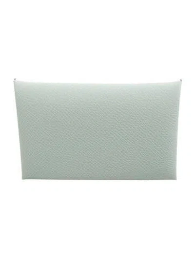 Pre-owned Hermes Calvi Cardholder In Green