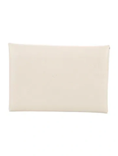 Pre-owned Hermes Calvi Cardholder In Neutral