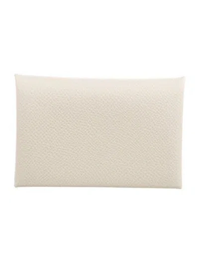 Pre-owned Hermes Calvi Cardholder In Neutral