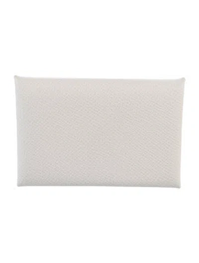 Pre-owned Hermes Calvi Cardholder In Neutral
