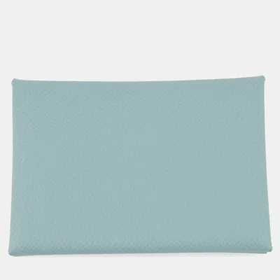 Pre-owned Hermes Calvi Duo Ciel Epsom In Blue