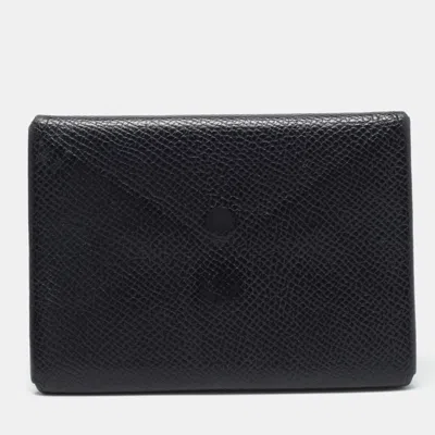 Pre-owned Hermes Hermès Calvi Duo Compact Noir Epsom Leather Card Holder In Black