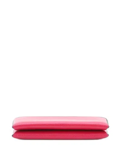Pre-owned Hermes Calvi Duo Epsom Card Holder In Pink