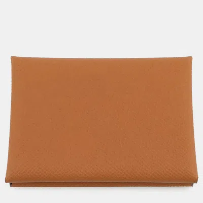 Pre-owned Hermes Calvi Duo Gold Epsom Shw