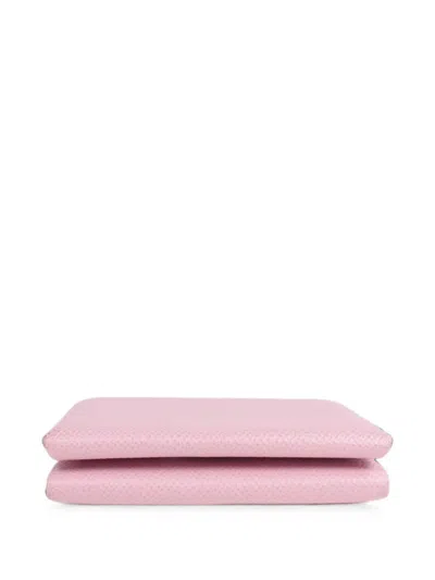 Pre-owned Hermes Calvi Duo Wallet In Pink