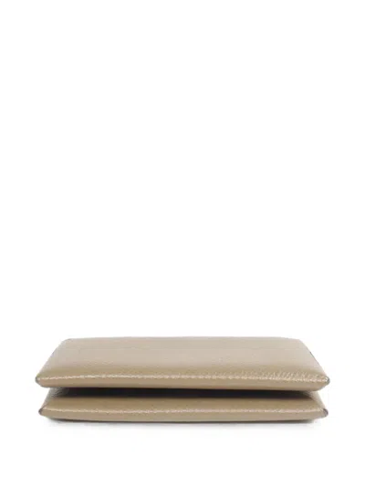 Pre-owned Hermes Calvi Epsom Card Holder In Neutral