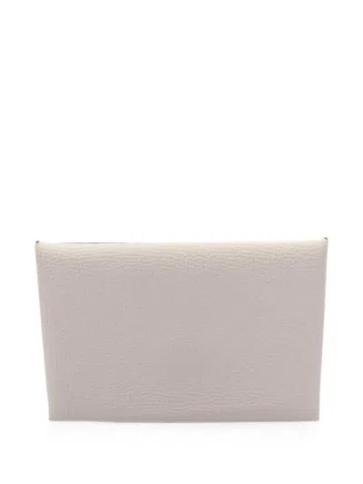Pre-owned Hermes Calvi Kure Coin Purse In Neutrals