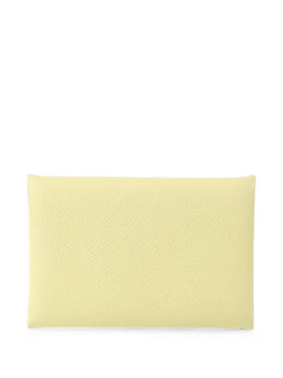 Pre-owned Hermes Calvi Wallet In Yellow