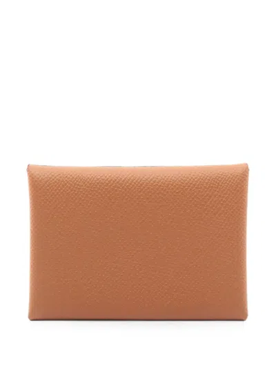 Pre-owned Hermes Calviduo Clemence Coin Purse In Neutral
