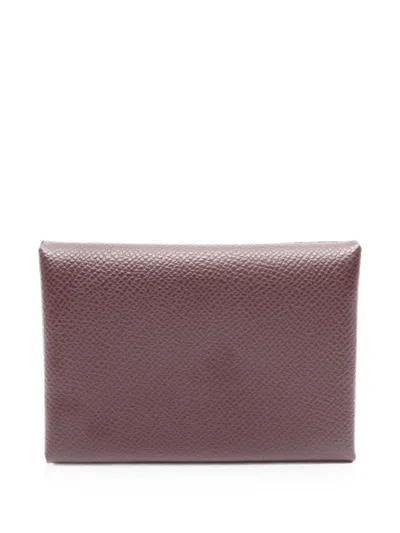 Pre-owned Hermes Calviduo Epsom Coin Purse In Brown