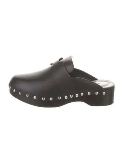 Pre-owned Hermes Calya Calfskin Mules In Black