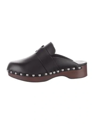 Pre-owned Hermes Calya H Logo Mules In Black