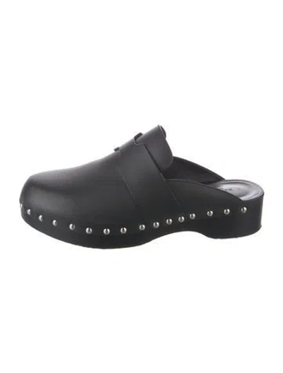 Pre-owned Hermes Calya H Logo Mules In Black