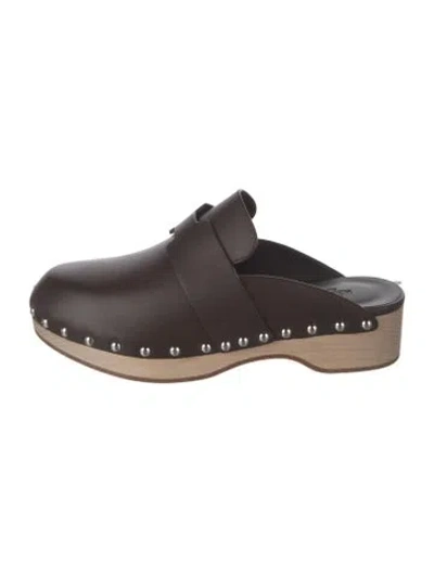 Pre-owned Hermes Calya H Logo Mules In Brown