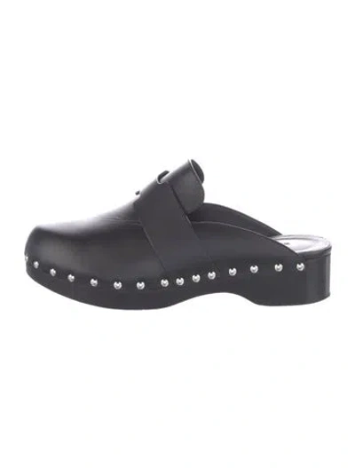 Pre-owned Hermes Calya Leather Mules In Black