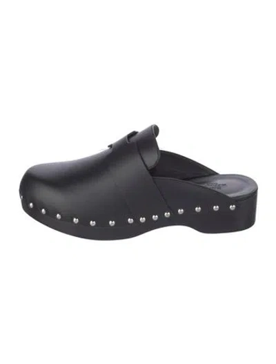 Pre-owned Hermes Calya Leather Mules In Black