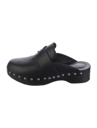 Pre-owned Hermes Calya Leather Mules In Black