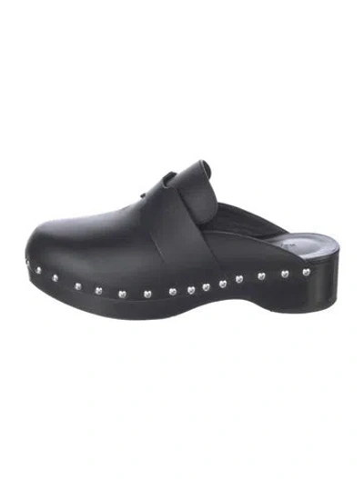 Pre-owned Hermes Calya Leather Mules In Black