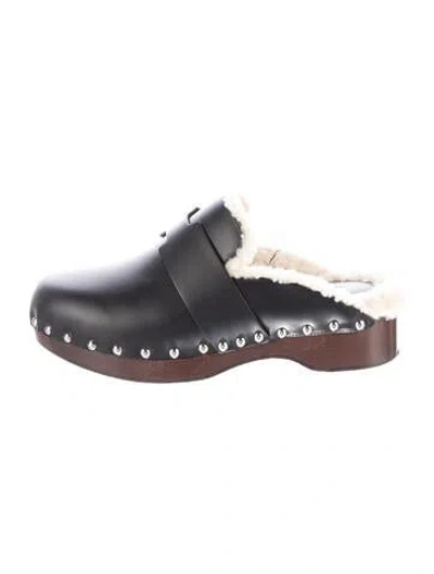 Pre-owned Hermes Calya Leather Mules In Black