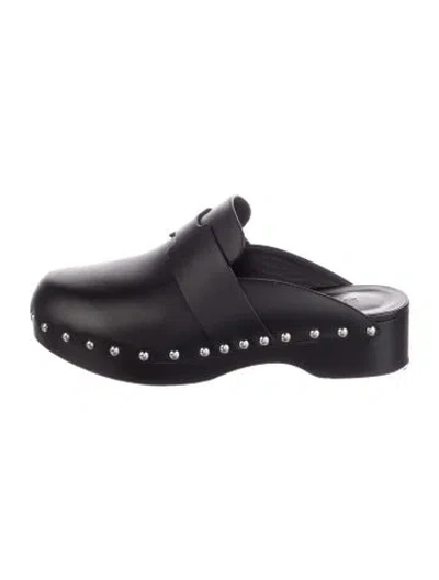 Pre-owned Hermes Calya Leather Mules In Black