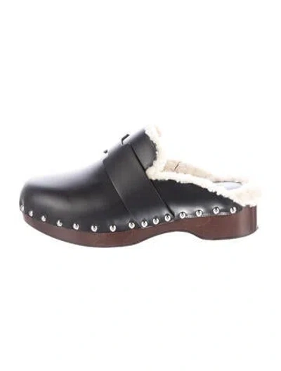 Pre-owned Hermes Calya Leather Mules In Black