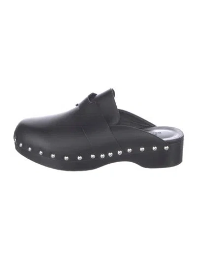 Pre-owned Hermes Calya Leather Mules In Black