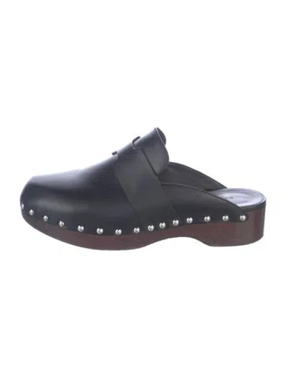 Pre-owned Hermes Calya Leather Mules In Blue