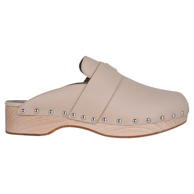 Pre-owned Hermes Calya Mules Hetre Calfskin Clog 36 / 6 In Sand